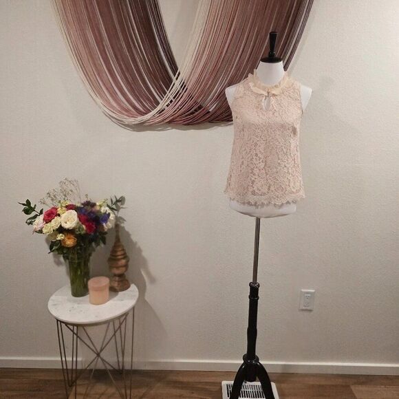 J. Crew Ruffle Neck Lace Tank Top Sz PXS - Picture 2 of 8
